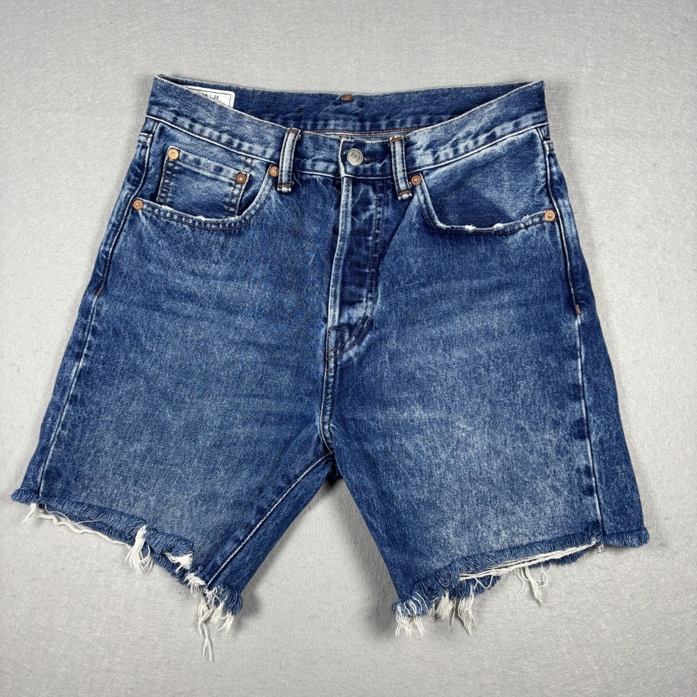 GAP Denim Men's Cutoff Jean Shorts Size 28 Medium Wash 7" Inseam Frayed Casual